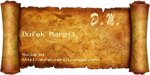 Dufek Margit névjegykártya